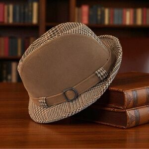 Vintage United Hatters Cap & Millinery Fedora Hat Size Medium Houndstooth Plaid